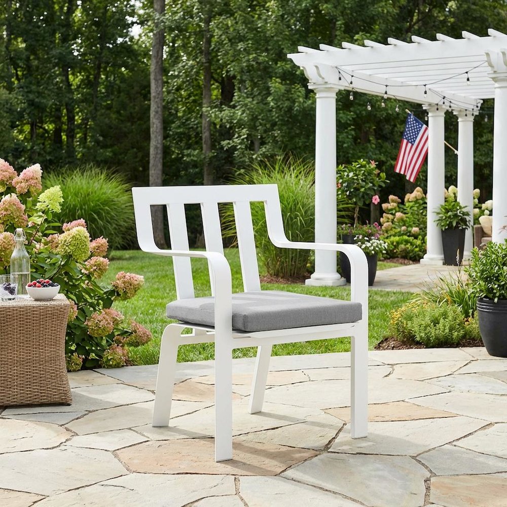 Stackable Outdoor Aluminum Dining Armchair With Armrests And Lightweight Design. Picture 3
