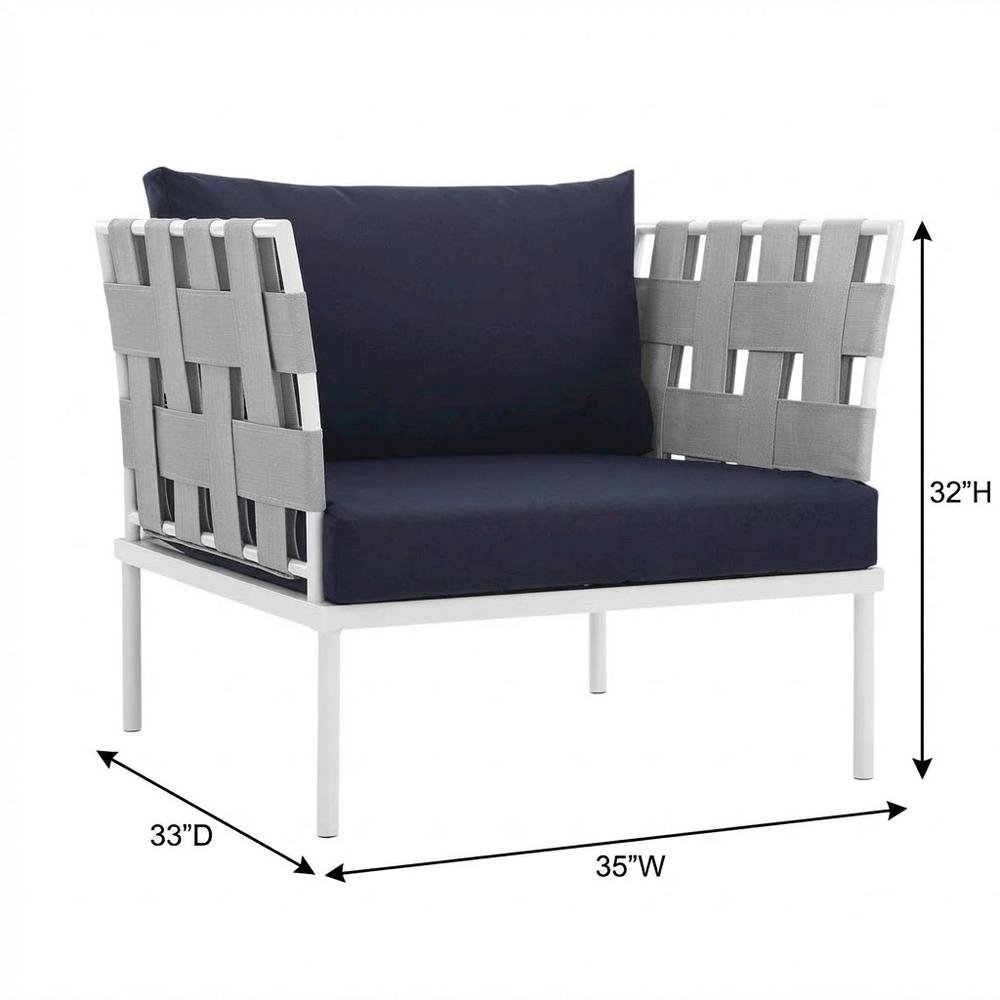 Outdoor Patio Aluminum Armchair With Cushioned Seat And Sleek Design. Picture 7