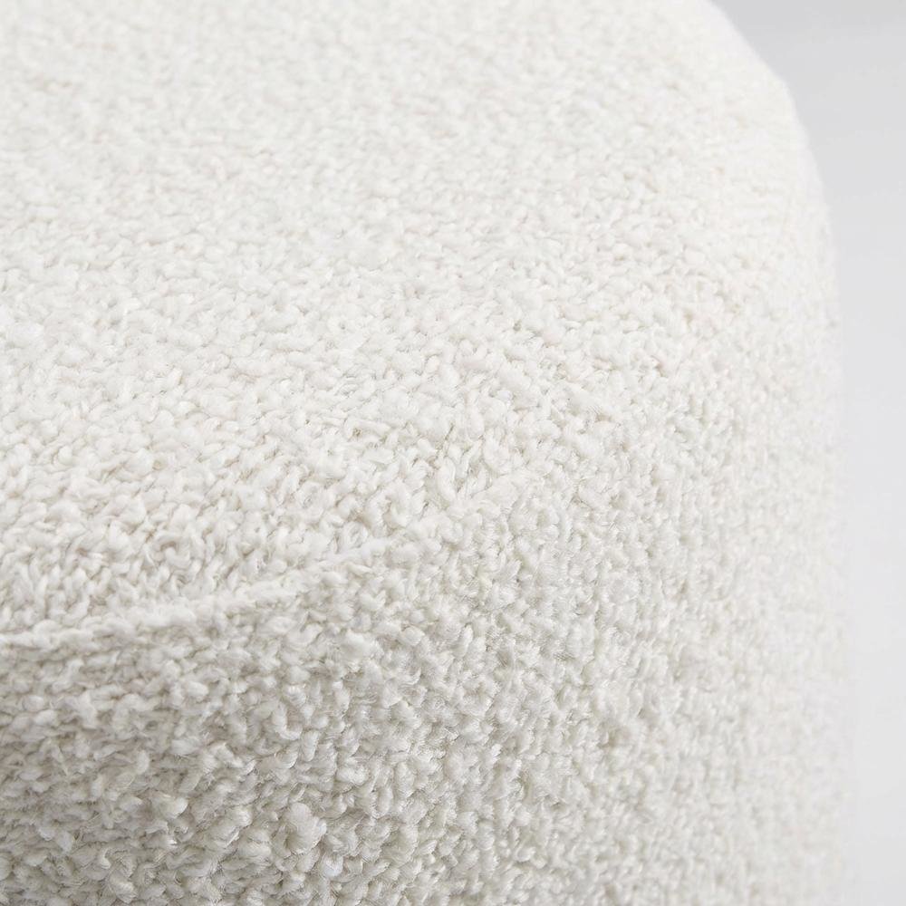 Outdoor ottoman with upholstered boucle fabric, stylish seat, square design. Picture 5