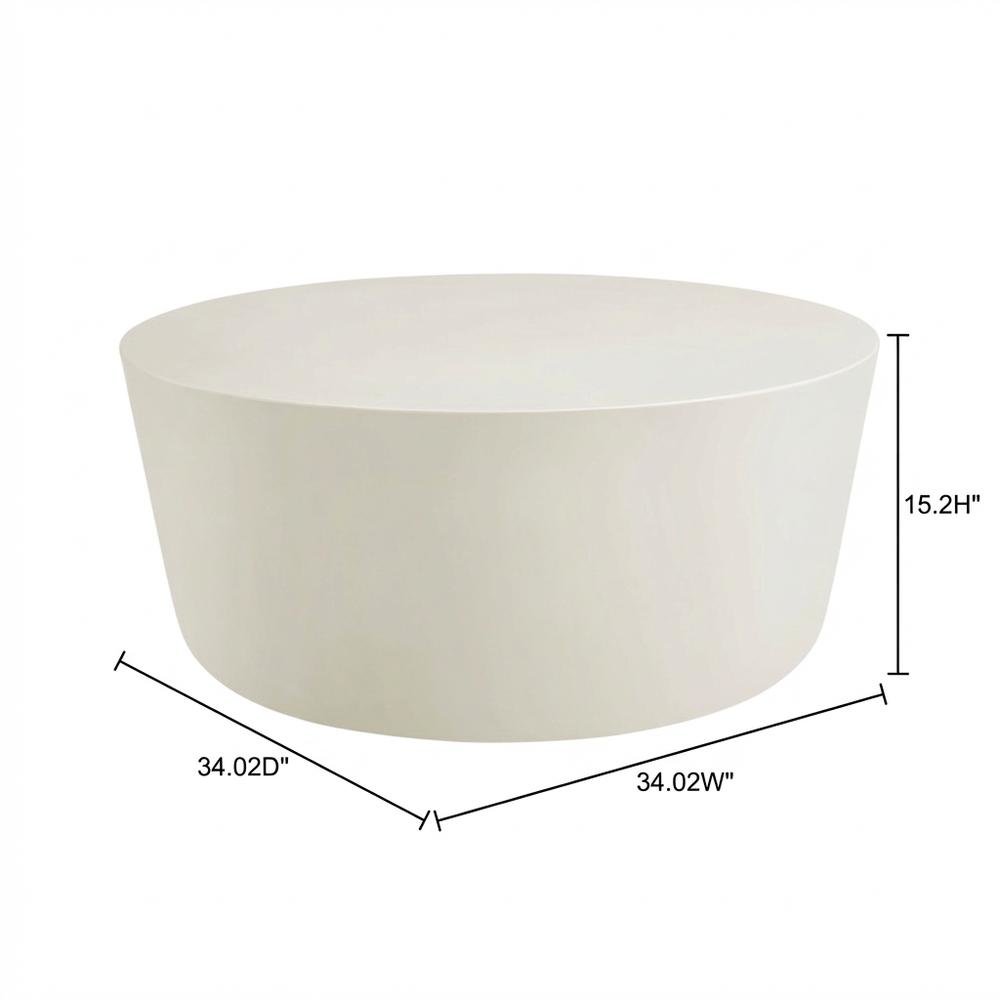 Round Indoor-Outdoor Concrete Coffee Table with Durable Top and Modern Style. Picture 7