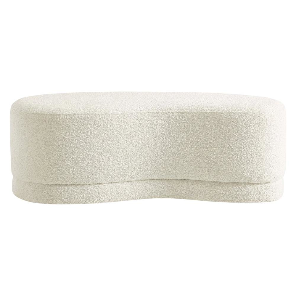 Outdoor upholstered ottoman bench with plush top for patio seating. Picture 4