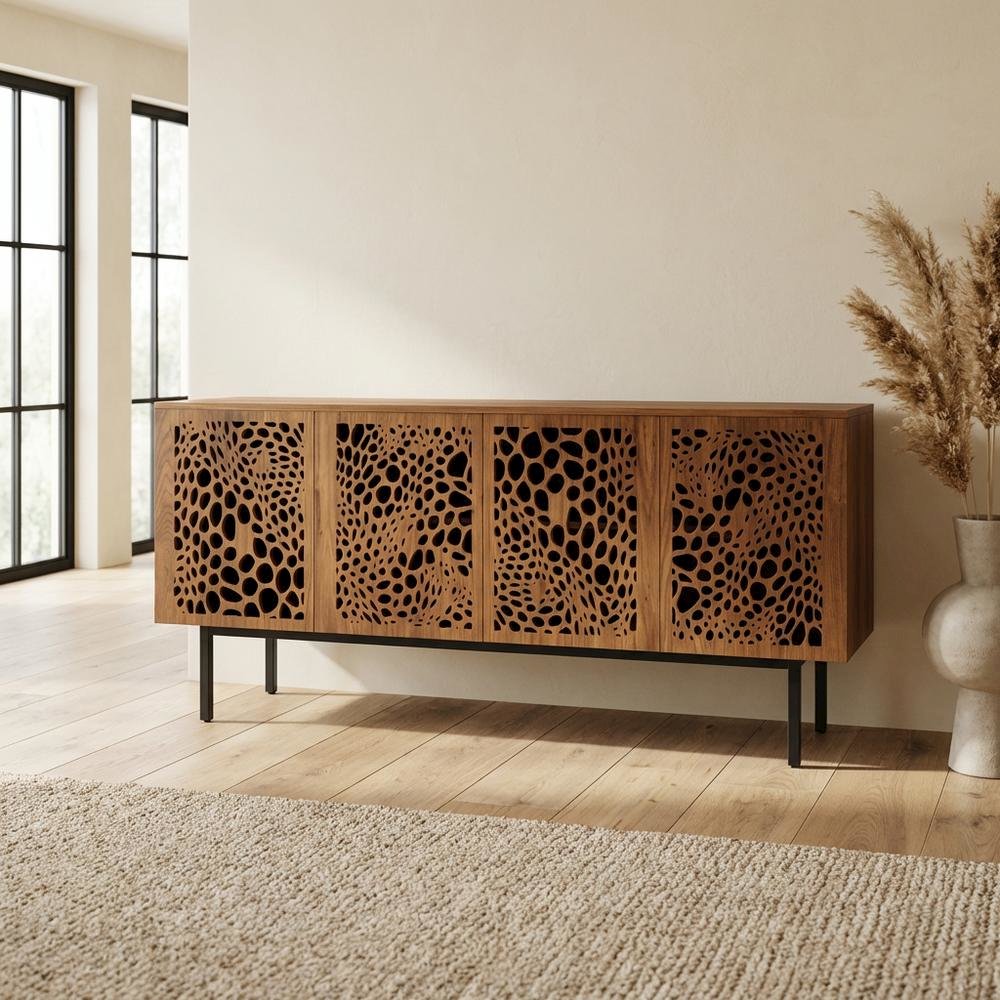 Wooden Brown TV Stand with Ample Storage Space and Modern Design. Picture 3