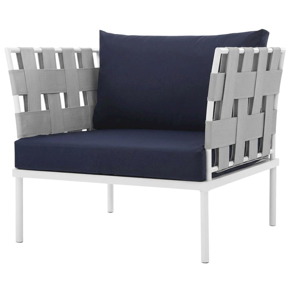 Outdoor Patio Aluminum Armchair With Cushioned Seat And Sleek Design. Picture 1