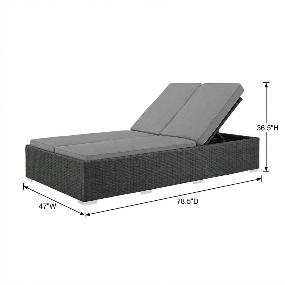 Outdoor Patio Double Chaise With Cushioned Seat For Relaxation. Picture 7