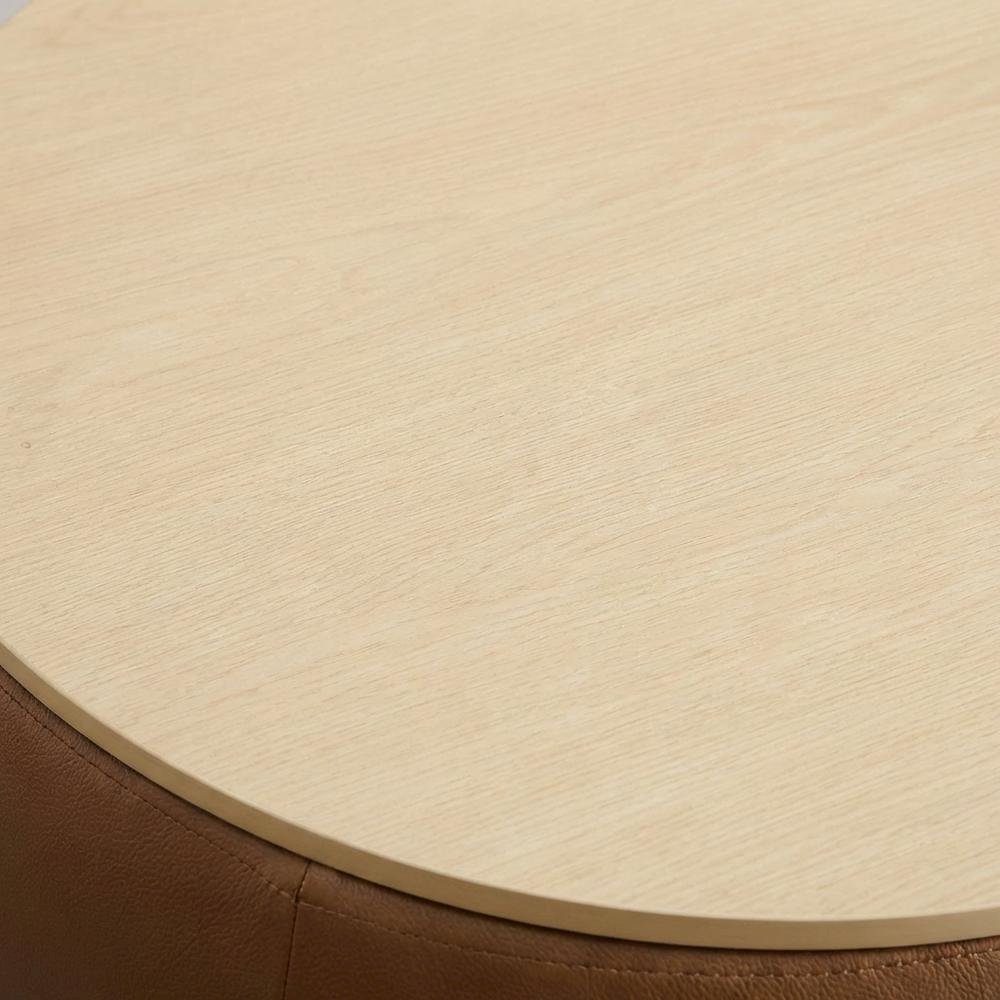 Vegan Leather Storage Ottoman, Neutral Color with Spacious Seat, Durable. Picture 5