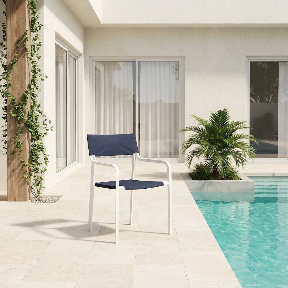 Stackable Aluminum Dining Armchair For Outdoor Patio Lounge. Picture 2