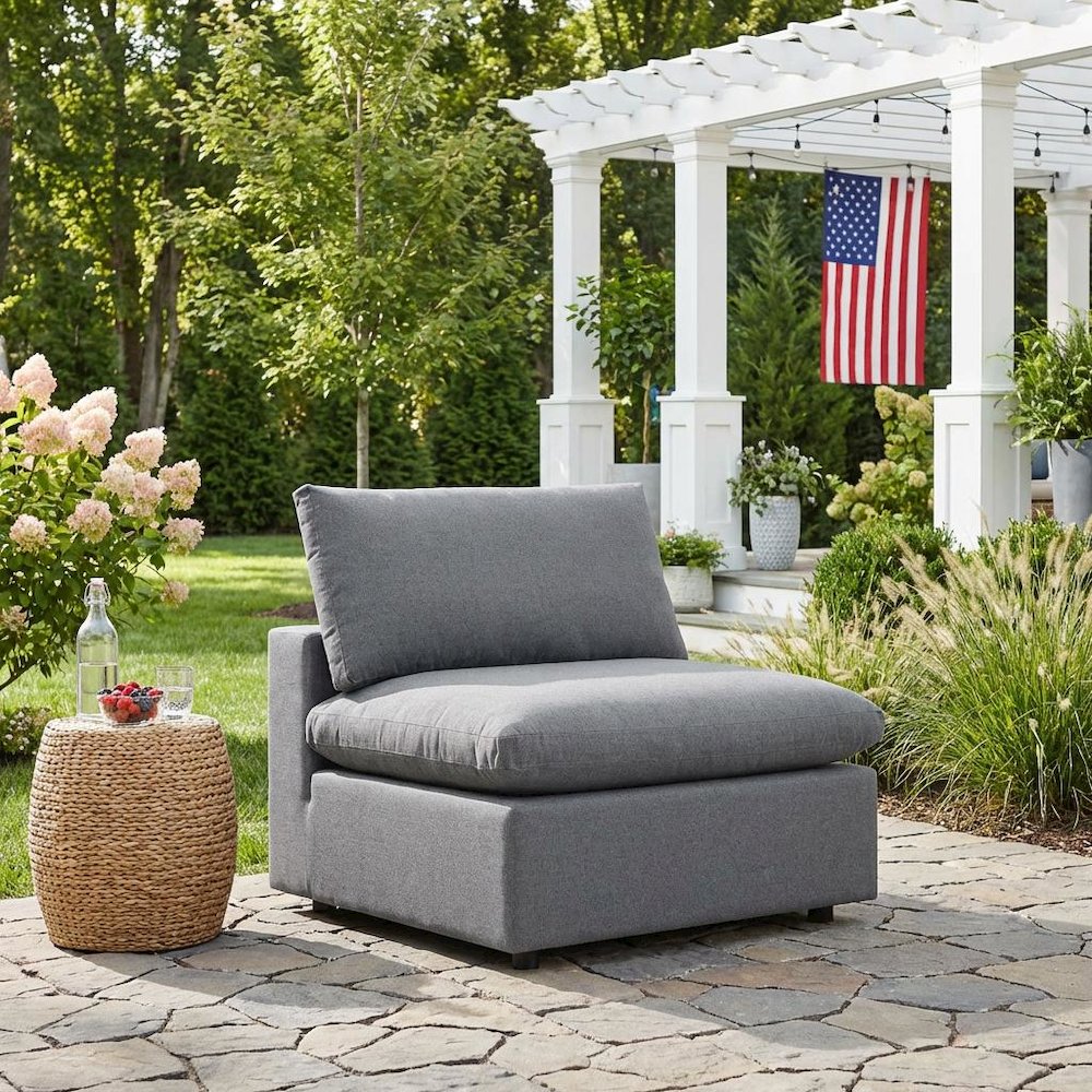 Outdoor Patio Armless Lounge Chair In Weather-Resistant Finish. Picture 3