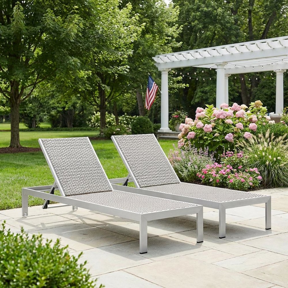 Aluminum Patio Lounge Chairs Set Of 2 With Weather-Resistant Frame. Picture 3