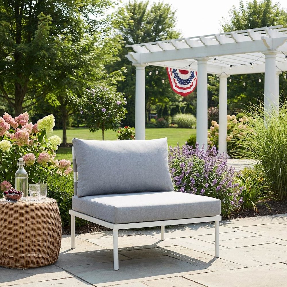 Outdoor Lounge Chair In Aluminum With Armless Design. Picture 3