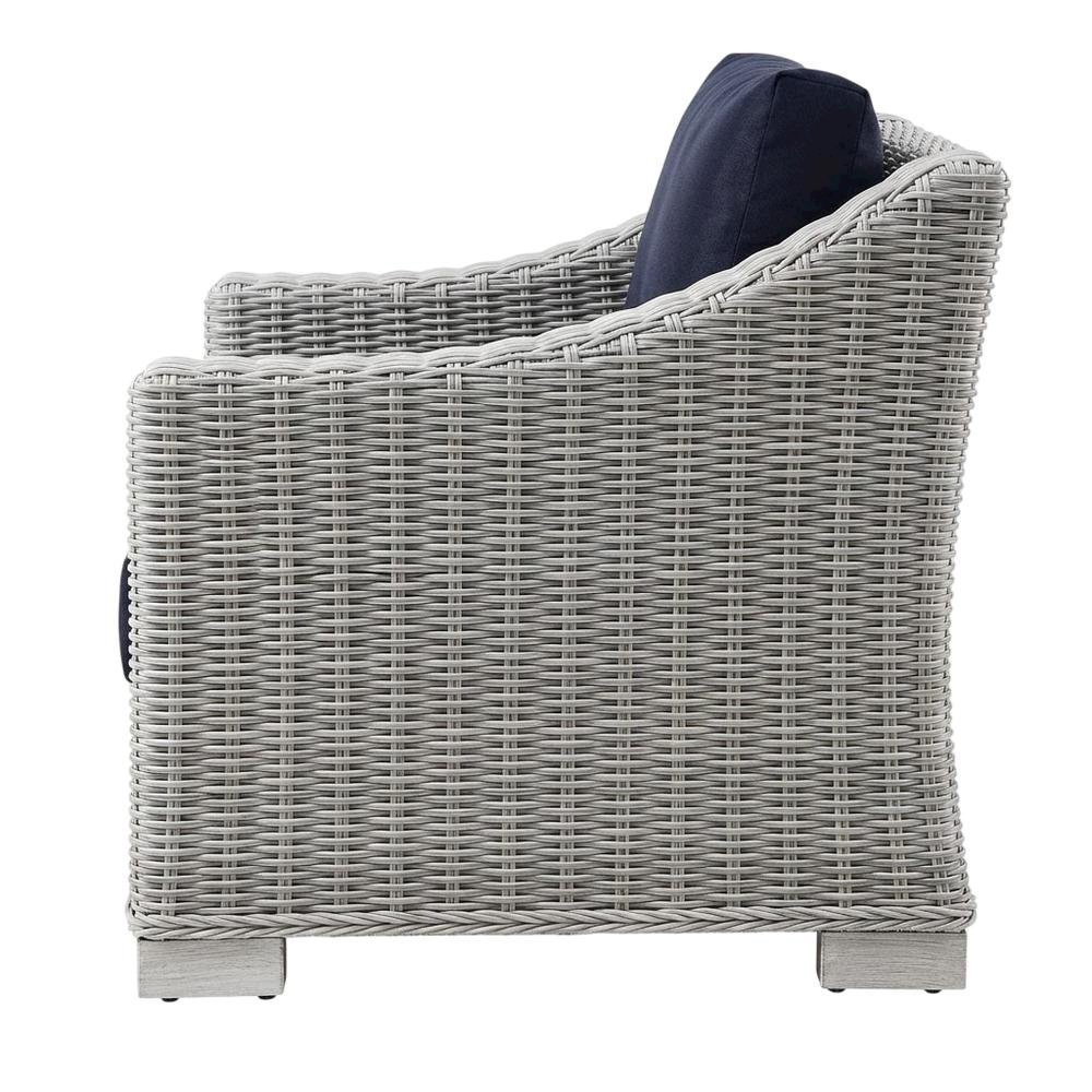 Outdoor Patio Wicker Rattan Armchair With Cushioned Seat And Armrests. Picture 1