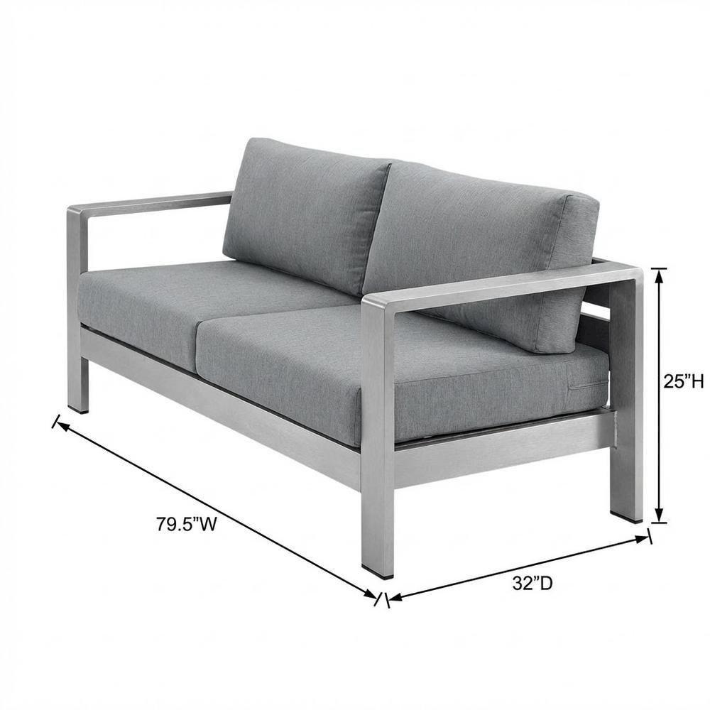 Aluminum Outdoor Lounge Set With Cushions And Backrest Support. Picture 7
