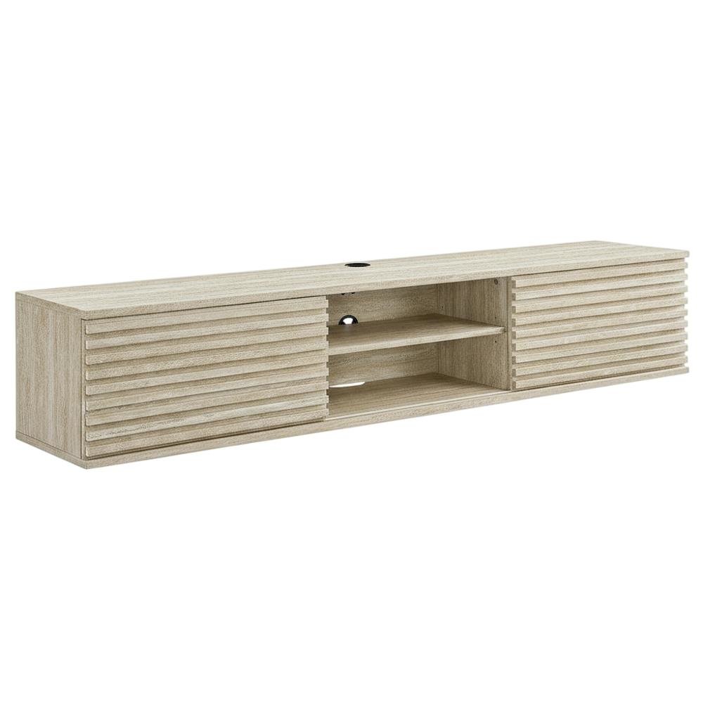 Gray faux wall-mount media console, solid construction, 70-inch design. Picture 4