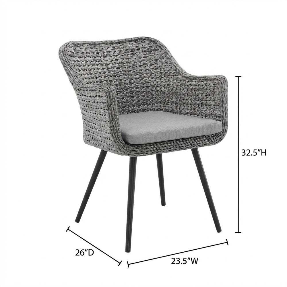 Outdoor Patio Wicker Rattan Dining Armchair Set Of 2 With Armrests. Picture 1