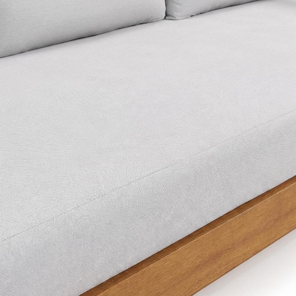 Outdoor Patio Acacia Wood Sofa with Armrests and Comfortable Backrest. Picture 5