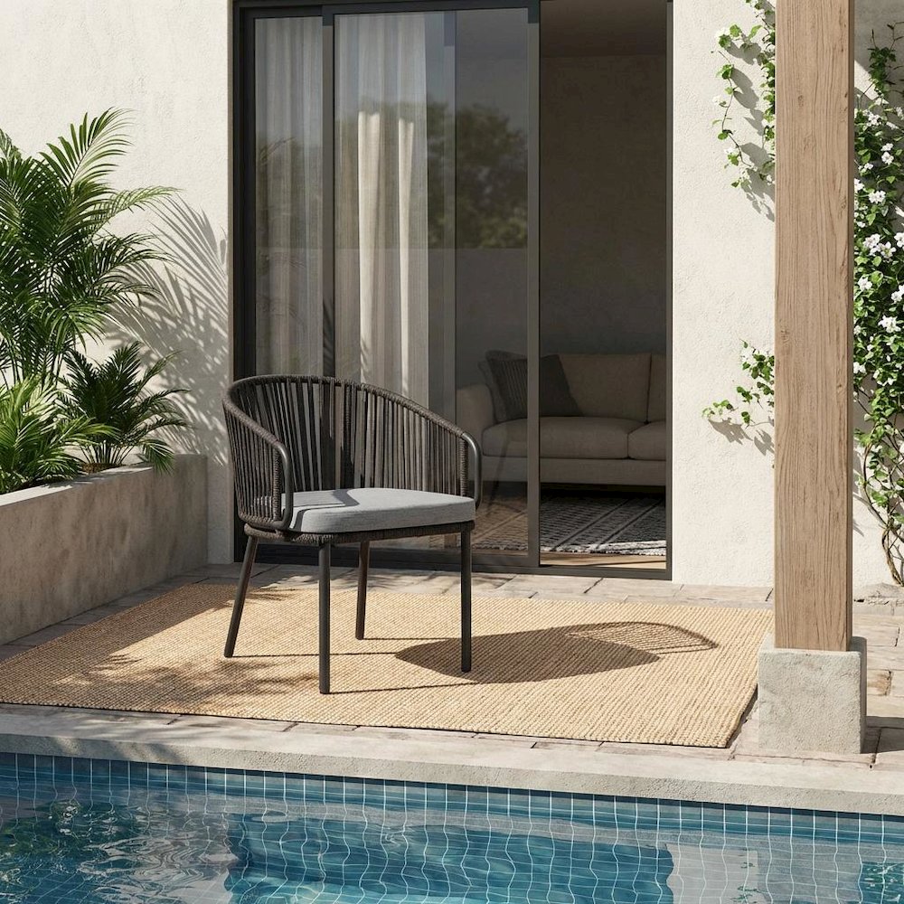 Outdoor Patio Armchair With Cushioned Seat And Armrests. Picture 2