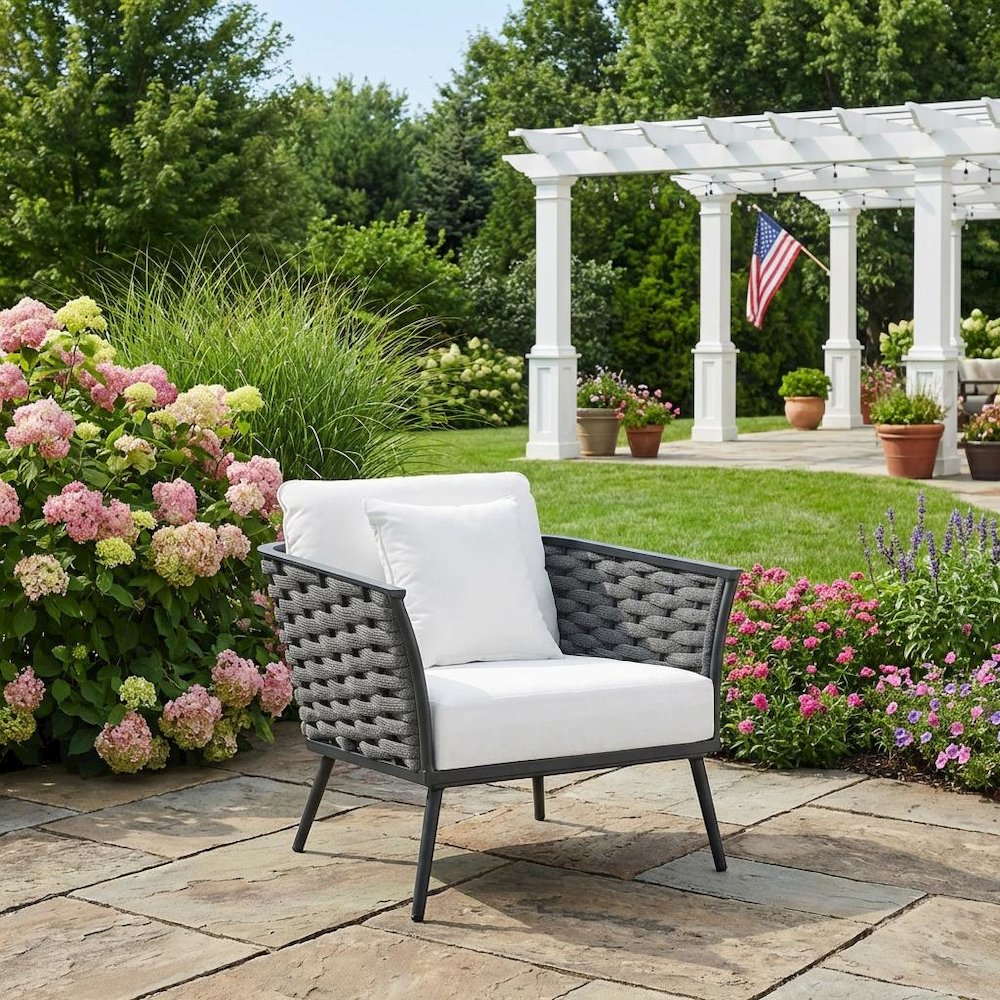 Outdoor Patio Aluminum Armchair For Lounge Comfort. Picture 3
