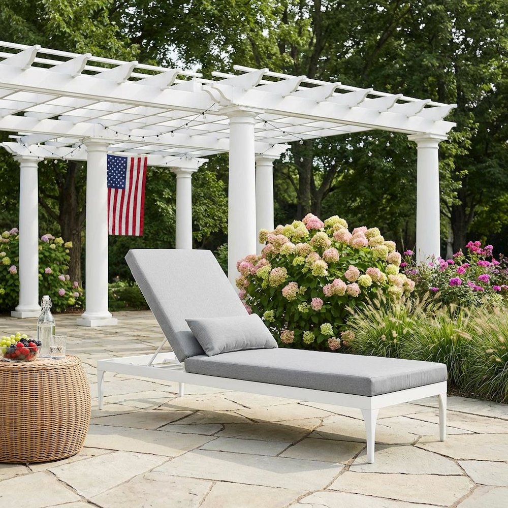 Outdoor Patio Chaise Lounge Chair With Cushioned Top For Relaxing. Picture 3