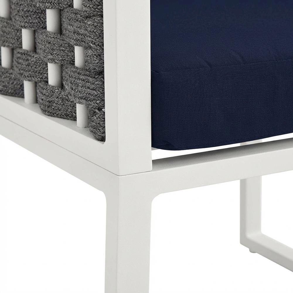 Outdoor Patio Aluminum Dining Armchair With Cushioned Seat And Armrests. Picture 6