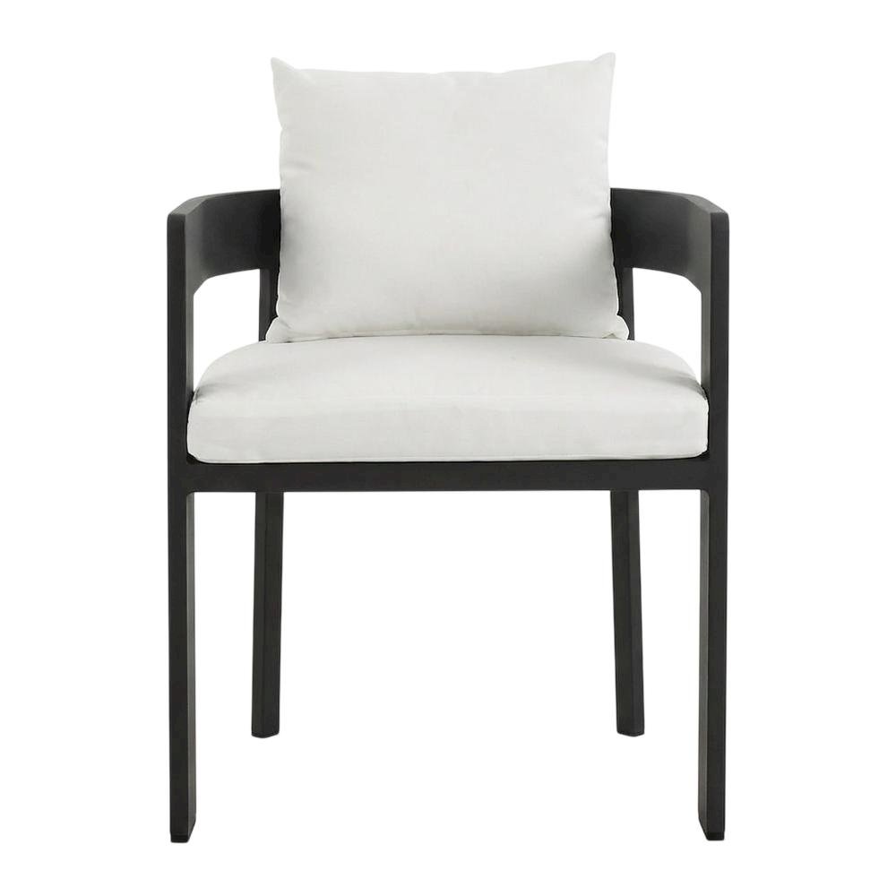 Aluminum Outdoor Patio Dining Chair with Cushioned Seat and Stylish Design. Picture 4