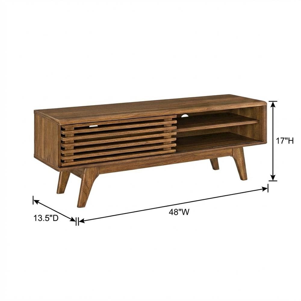 Wooden brown TV stand with 48-inch width and sleek design. Picture 7