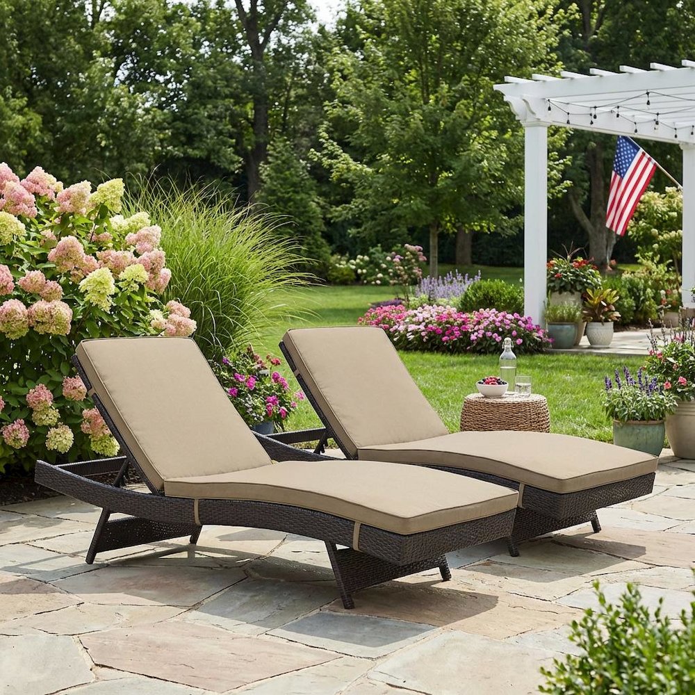 Outdoor Patio Chaise Lounge Set With Plush Cushions For Outdoor Relaxation. Picture 3