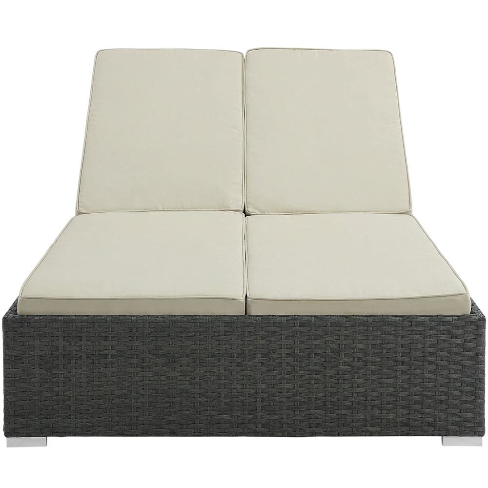 Outdoor Patio Double Chaise With Cushioned Seat And Sturdy Frame. Picture 4