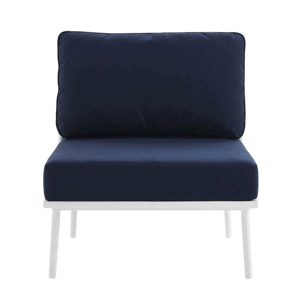 Outdoor Patio Aluminum Armchair With Contemporary Right-Facing Design. Picture 4