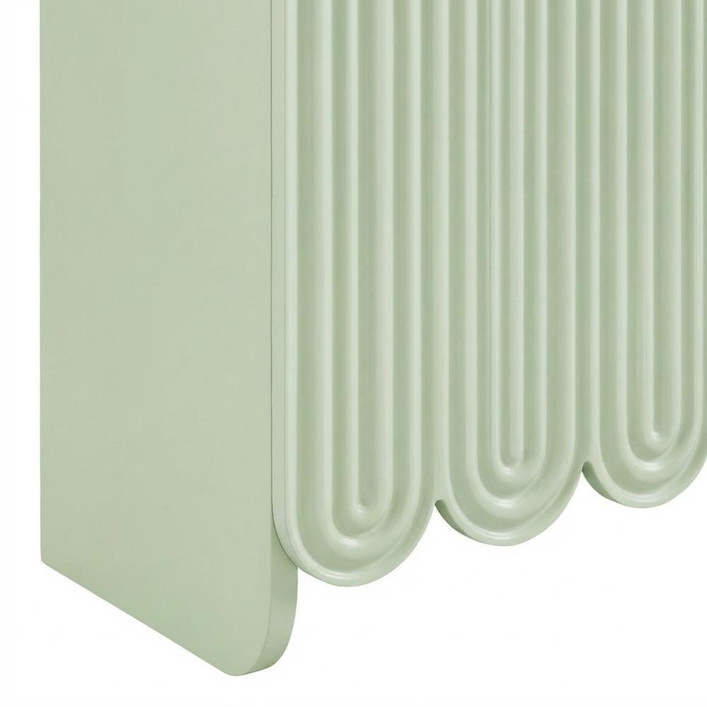 Scalloped And Fluted Storage Cabinet With Elegant Design In Neutral Finish. Picture 7