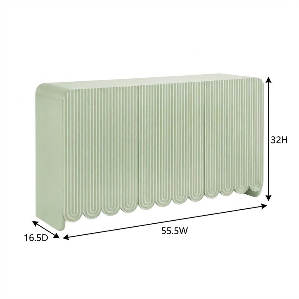Scalloped And Fluted Storage Cabinet With Elegant Design In Neutral Finish. Picture 8