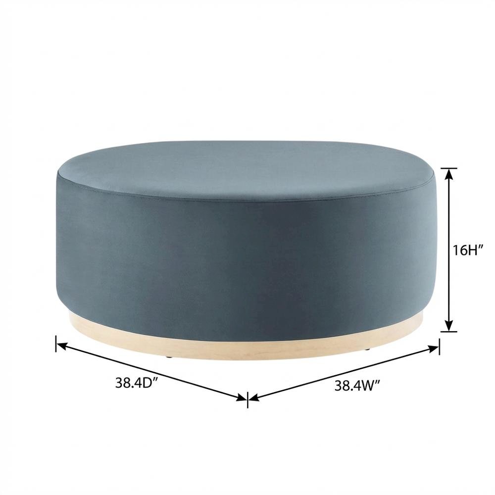 Round Velvet Outdoor Ottoman With Upholstered Top For Lounge Area. Picture 7