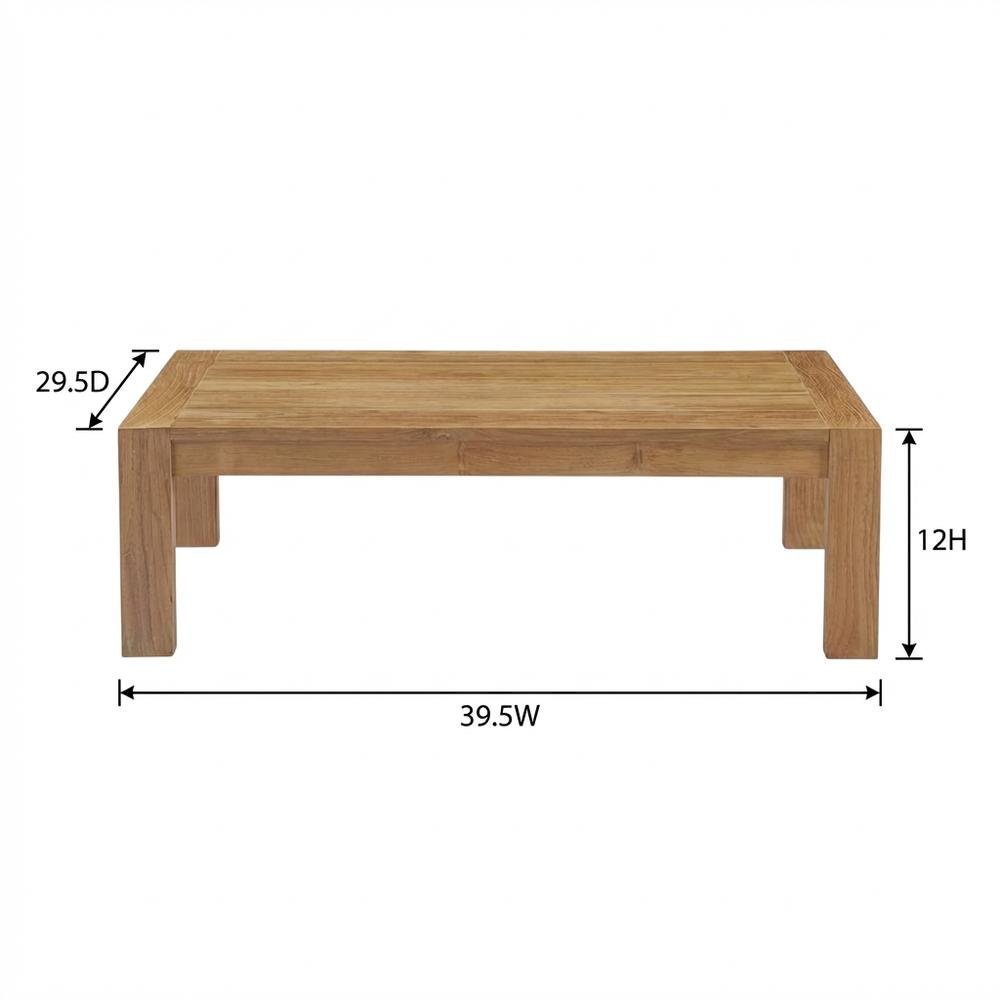Outdoor patio wood coffee table with sturdy design and classic finish. Picture 7