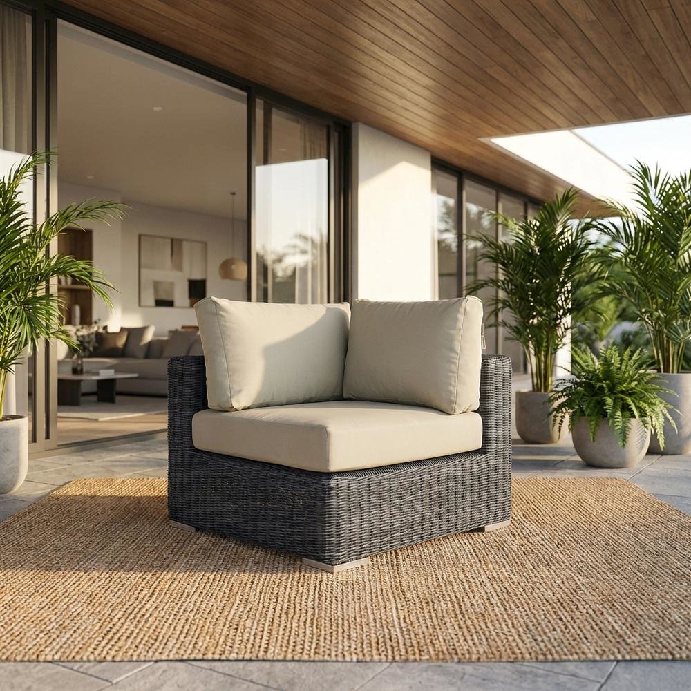 Outdoor Corner Sofa with Cushions and Armrests for Patio Lounge. Picture 2