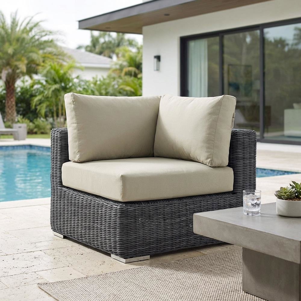 Outdoor Corner Sofa with Cushions and Armrests for Patio Lounge. Picture 3
