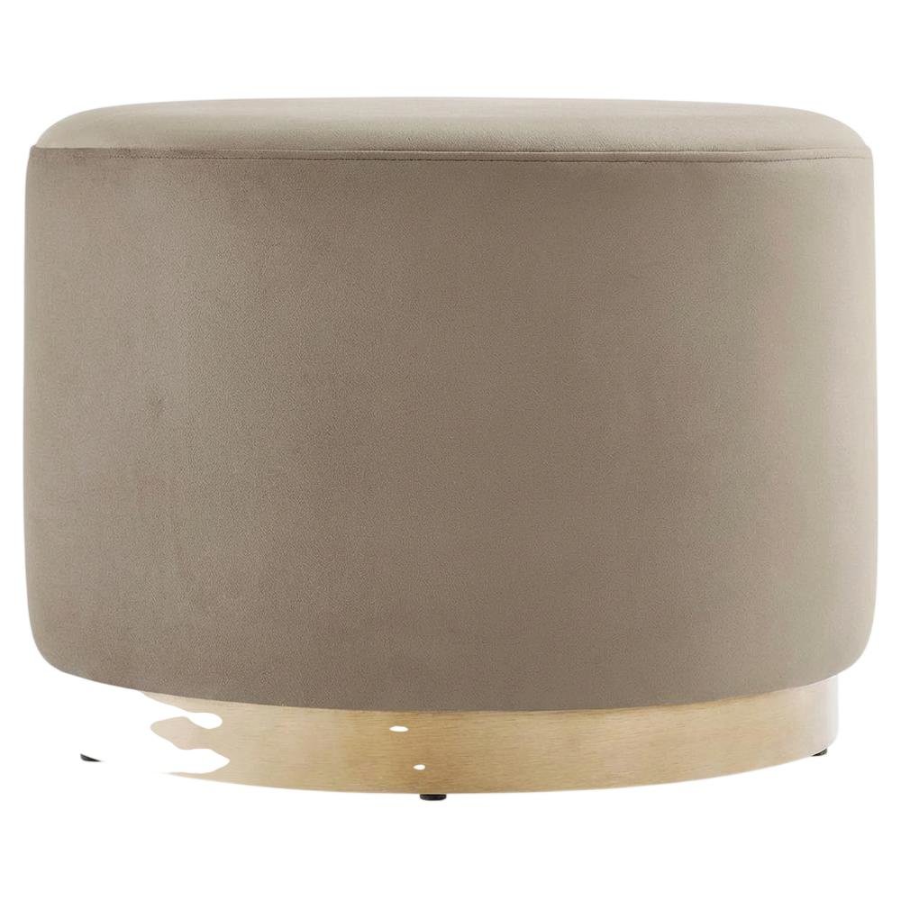 Performance Velvet Outdoor Ottoman In Neutral Color, Plush Upholstery, Sturdy. Picture 4