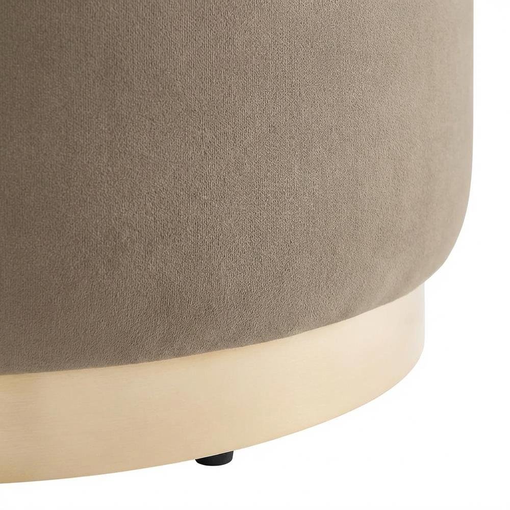 Velvet Upholstered Ottoman With 29-Inch Round Top And Stylish Design. Picture 6