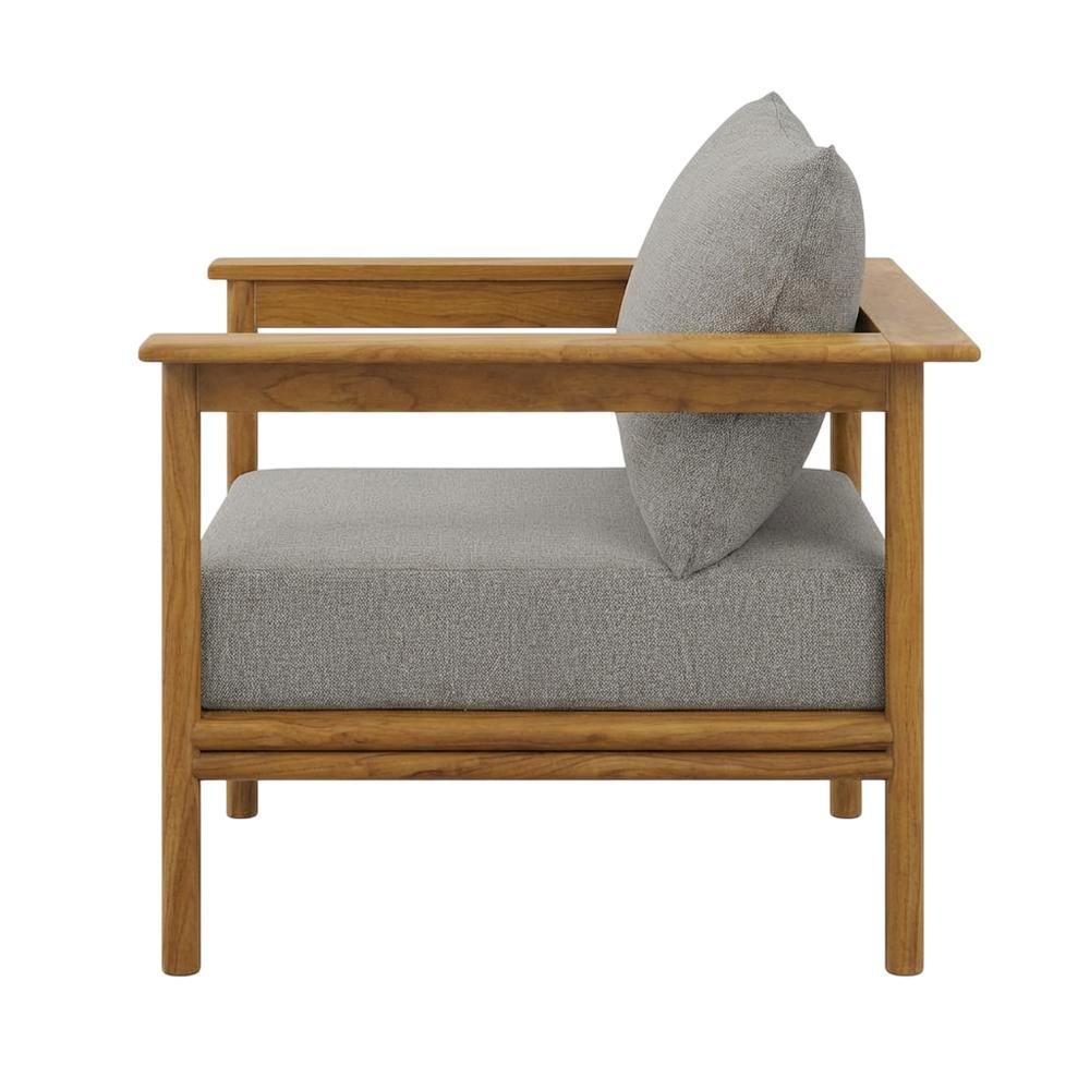 Outdoor Patio Teak Wood Armchair Set Of 2 With Durable Finish And Natural Look. Picture 1