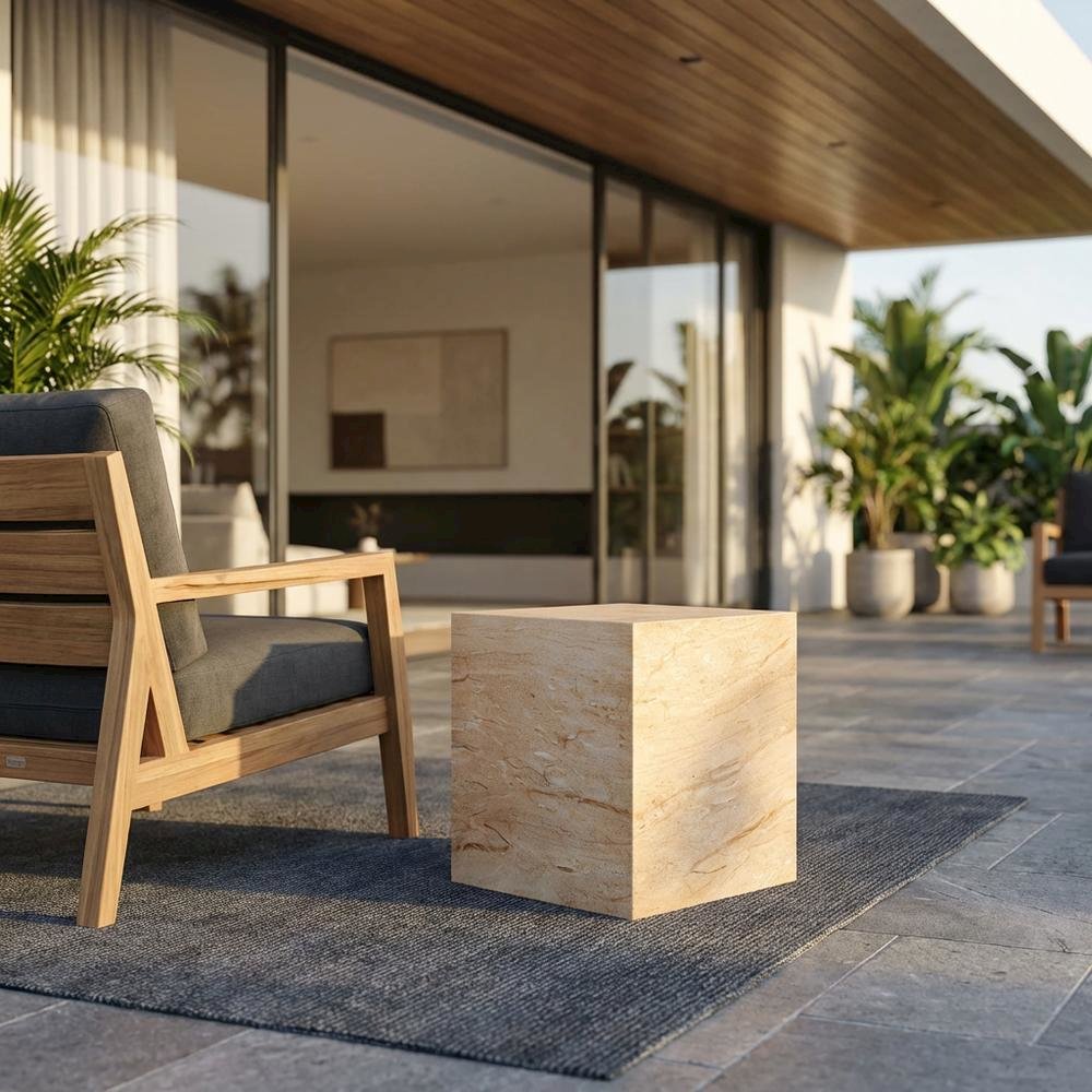 Square Concrete Side Table For Indoor And Outdoor Use With Modern Design. Picture 2