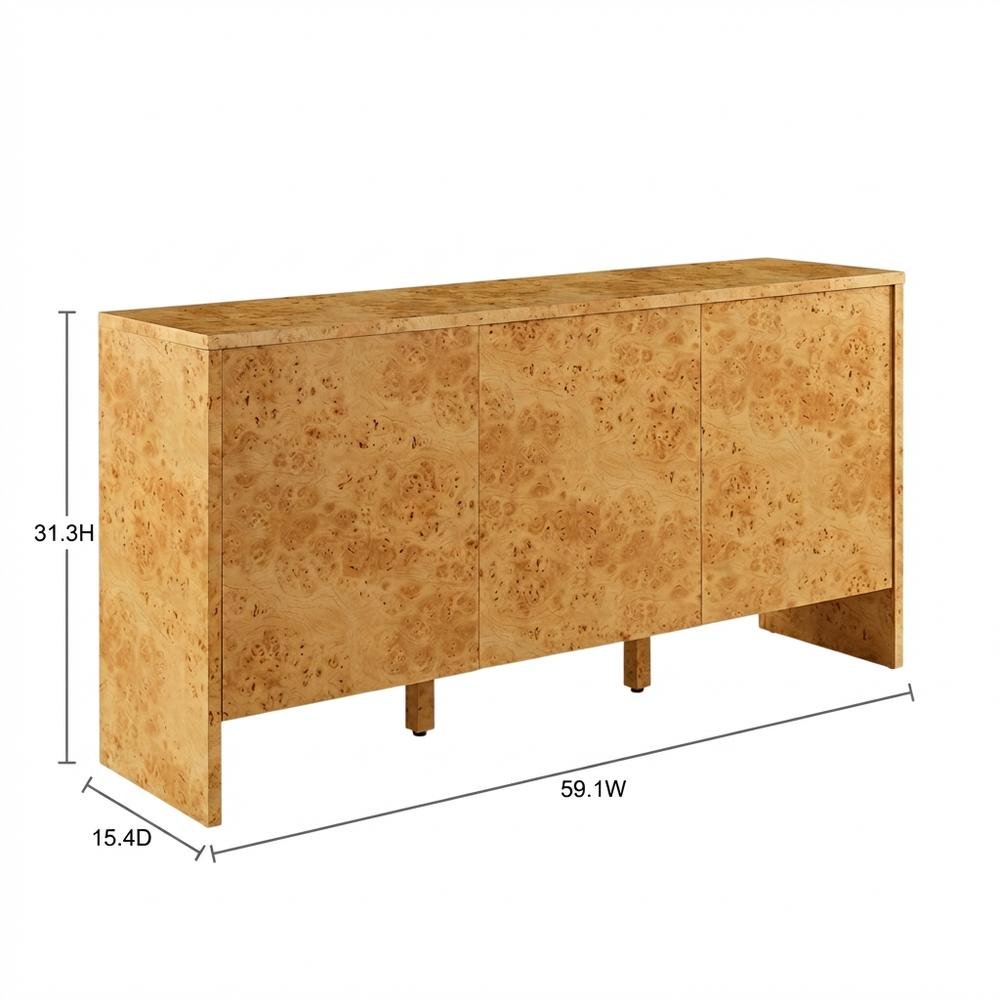 Burl Wood Sideboard with Spacious Storage and Elegant Finish. Picture 7