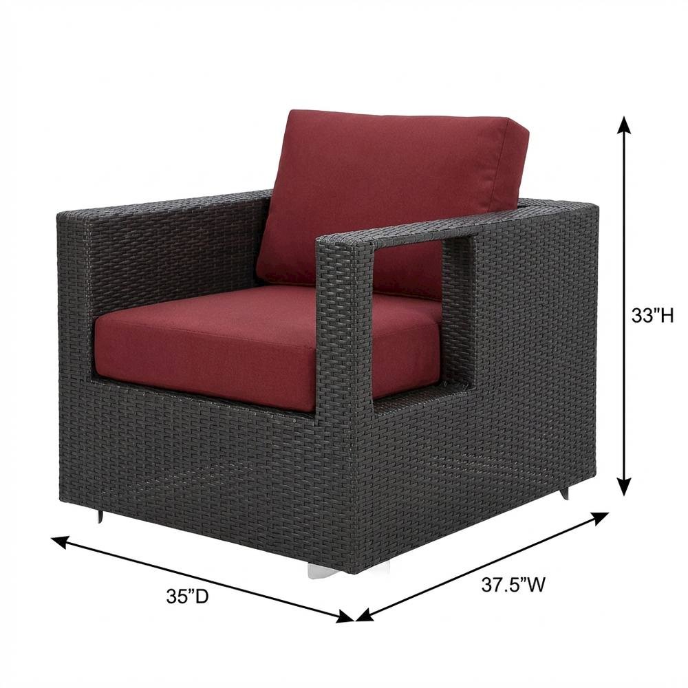 Outdoor Patio Armchair With Cushioned Back, Seat For Comfortable Sitting. Picture 7