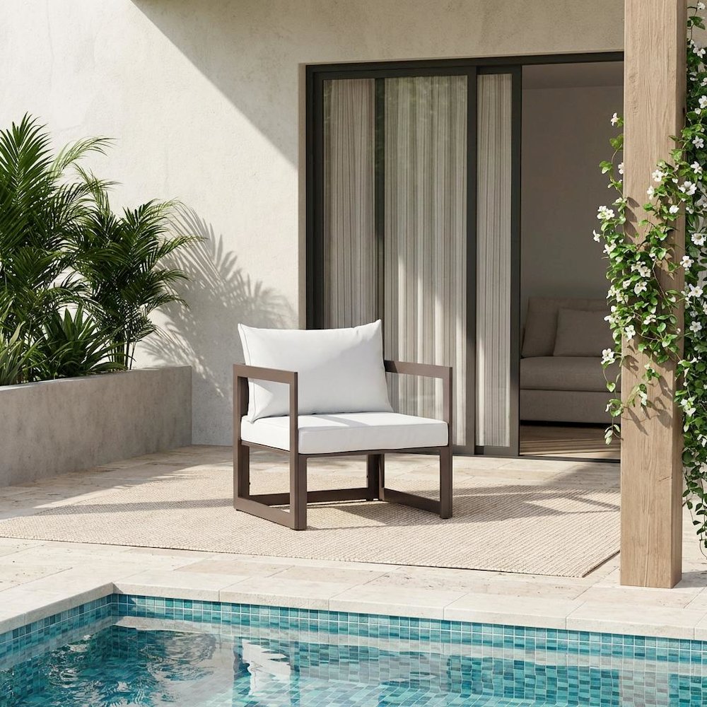 Outdoor Patio Armchair With Cushioned Seat For Comfortable Lounge. Picture 2