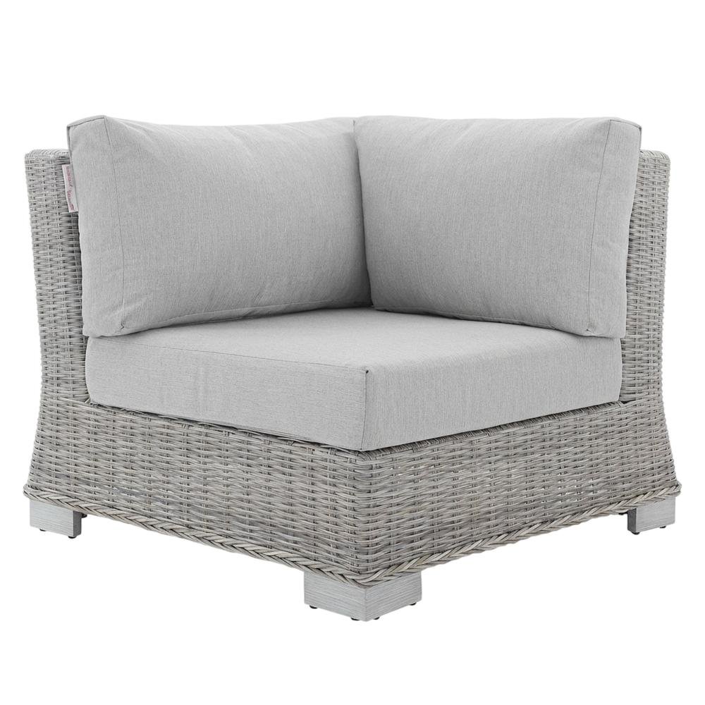 Outdoor Lounge Corner Chair With Cushioned Seat In Rattan Wicker Style. Picture 1