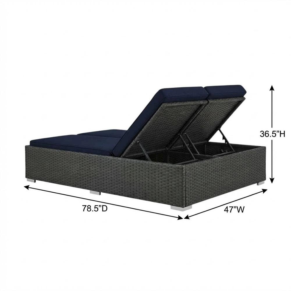 Outdoor Patio Double Chaise With Cushioned Seat And Sturdy Frame. Picture 7
