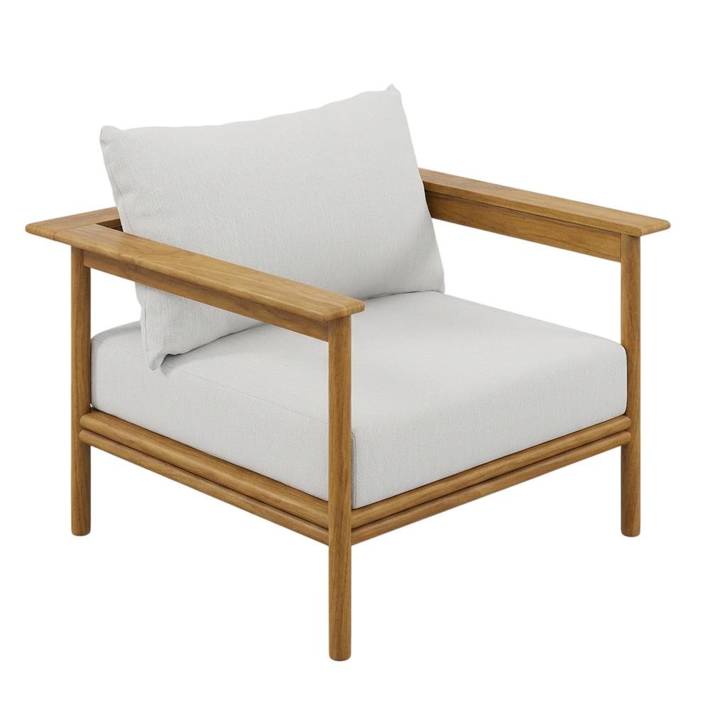 Set of 2 Outdoor Teak Wood Armchairs for Patio Lounge Comfort. Picture 1