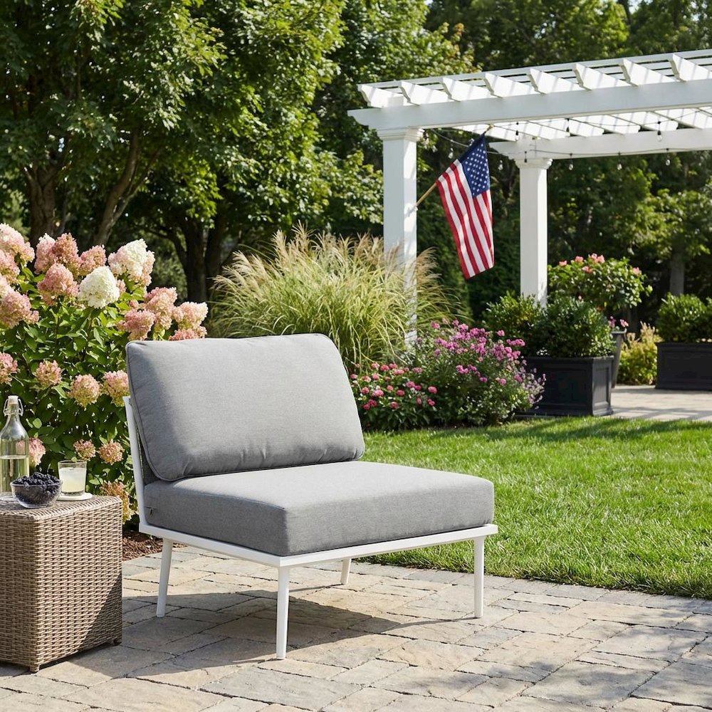 Aluminum Outdoor Lounge Chair With Armless Design And Sturdy Backrest. Picture 3