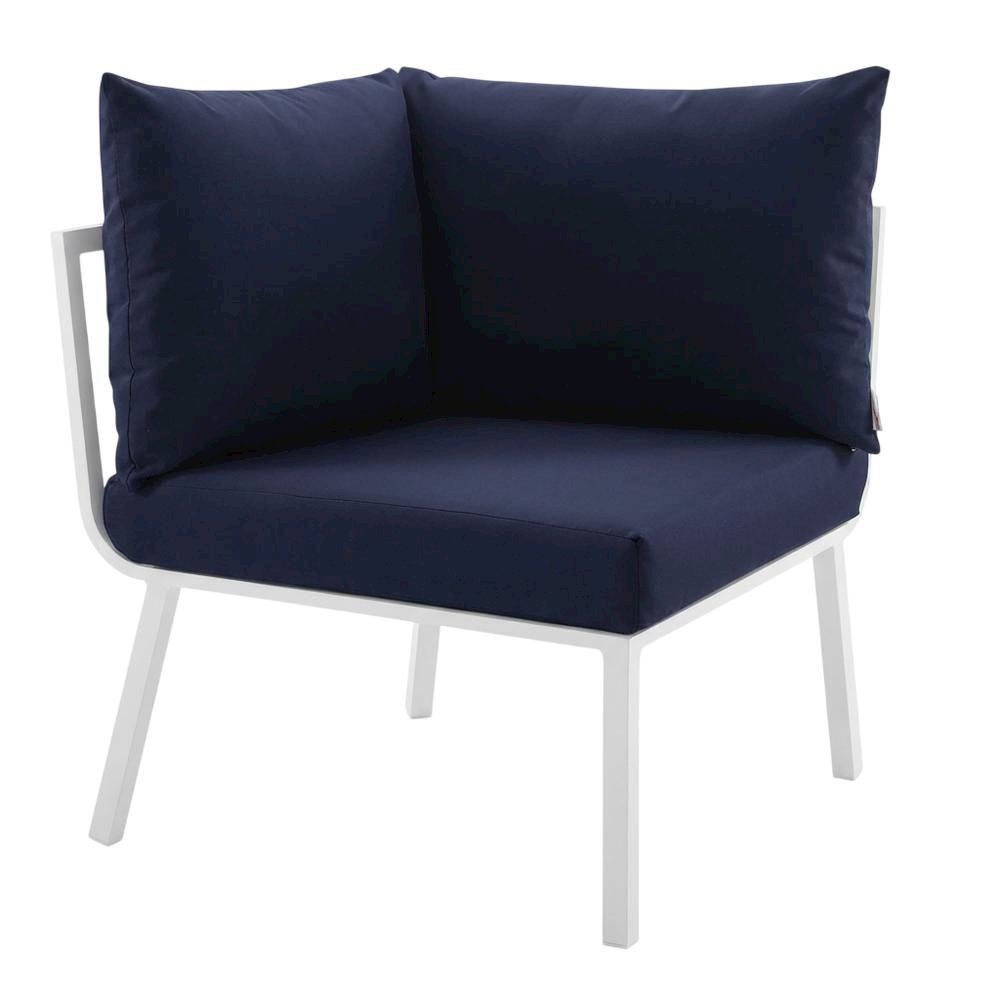 Durable Aluminum Outdoor Corner Lounge Chair With Cushioned Seat. Picture 1