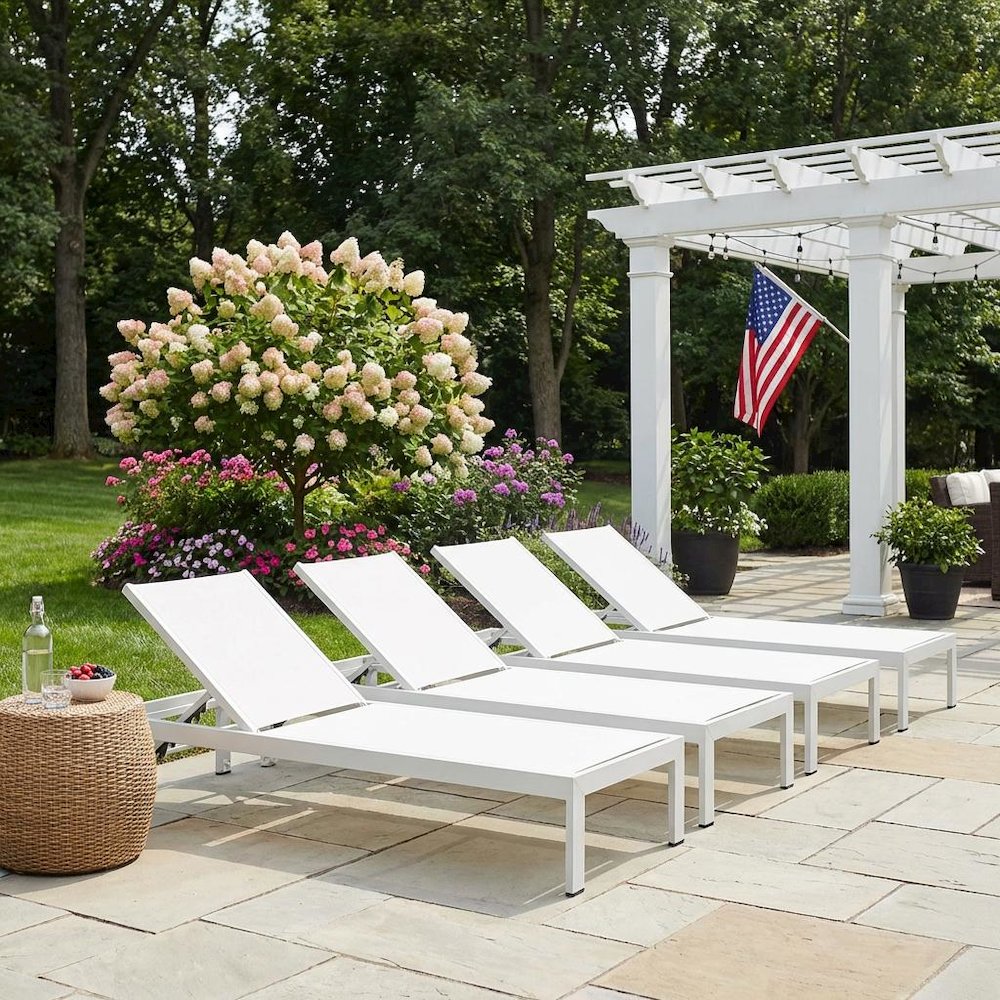 Set Of 4 Aluminum Outdoor Lounge Chairs With Weather-Resistant Design. Picture 3