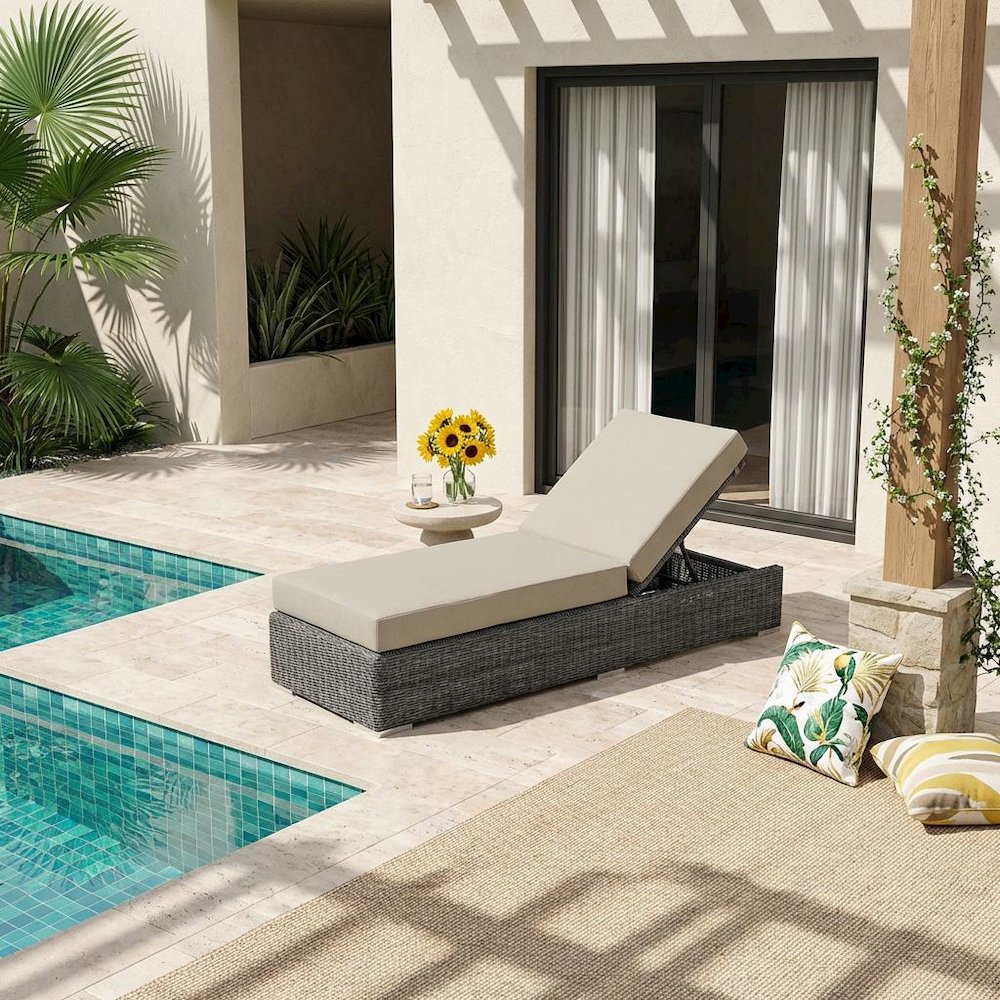 Outdoor Patio Chaise Lounge With Cushioned Seat And Back For Comfort. Picture 2
