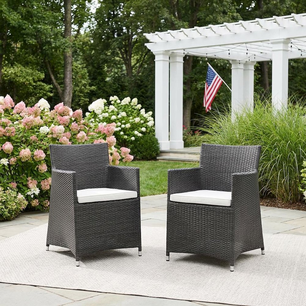 Outdoor Patio Wicker Armchair Set Of 2 With Comfortable Cushions. Picture 3