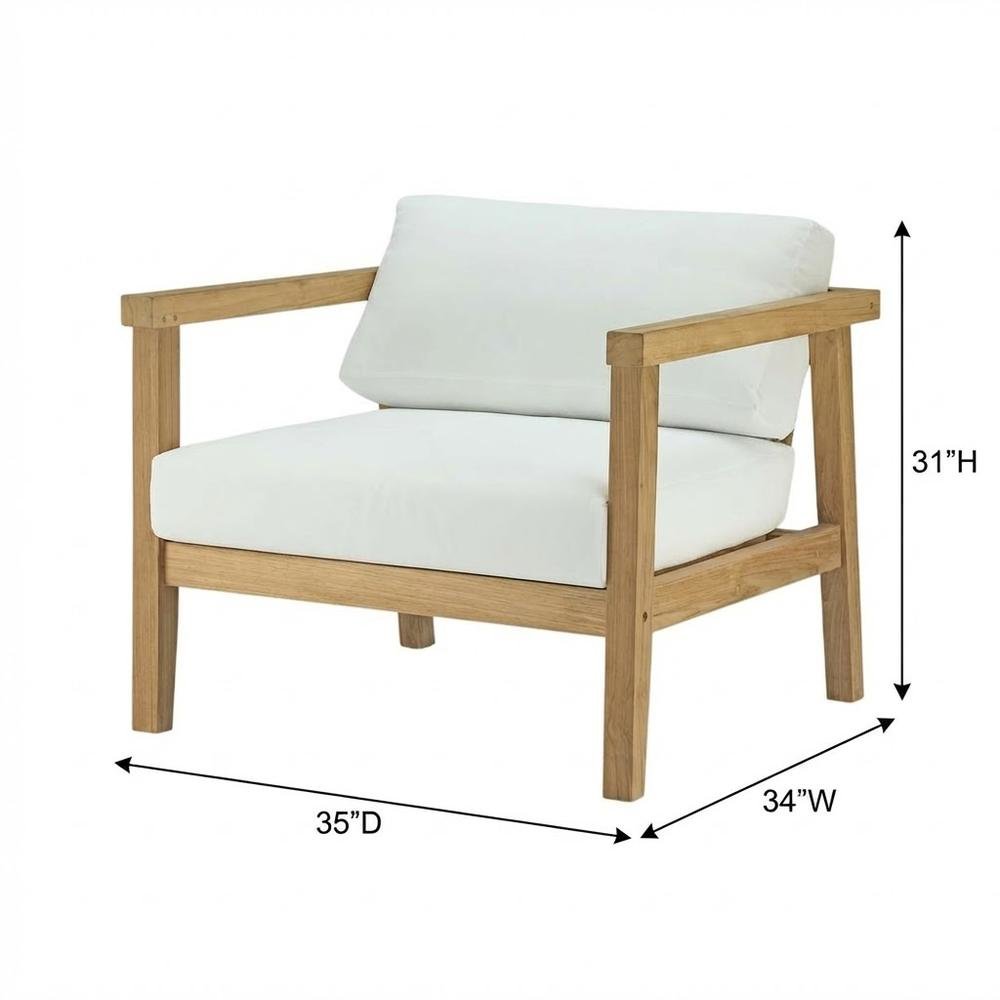 Outdoor Patio Teak Armchair With Cushioned Seating And Comfortable Back Support. Picture 7