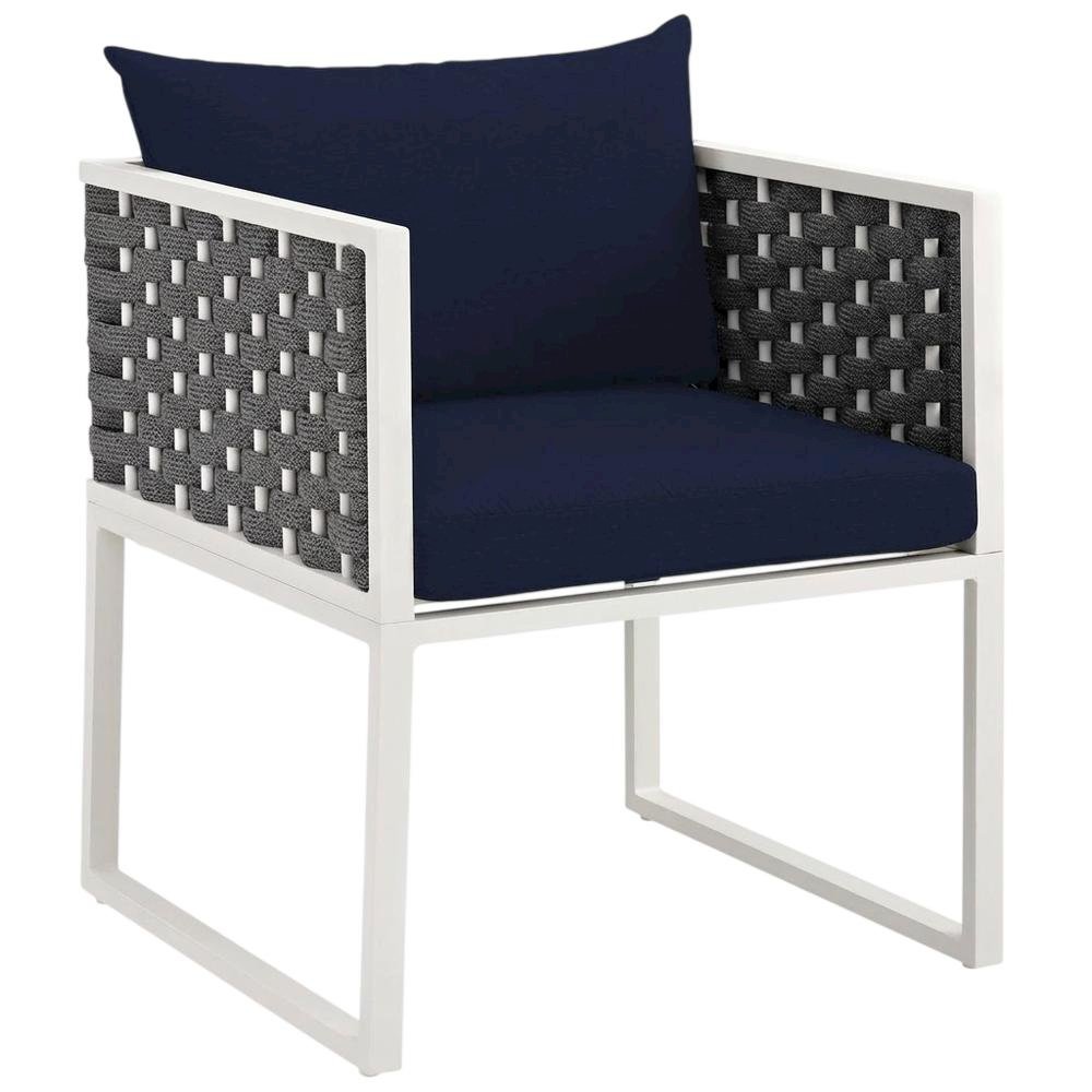 Outdoor Patio Aluminum Dining Armchair With Cushioned Seat And Armrests. Picture 1